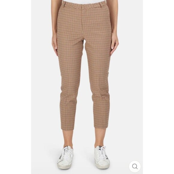 L'AGENCE Ludivine Trouser Pants Tan  Houndstooth Size 8 - Picture 1 of 9